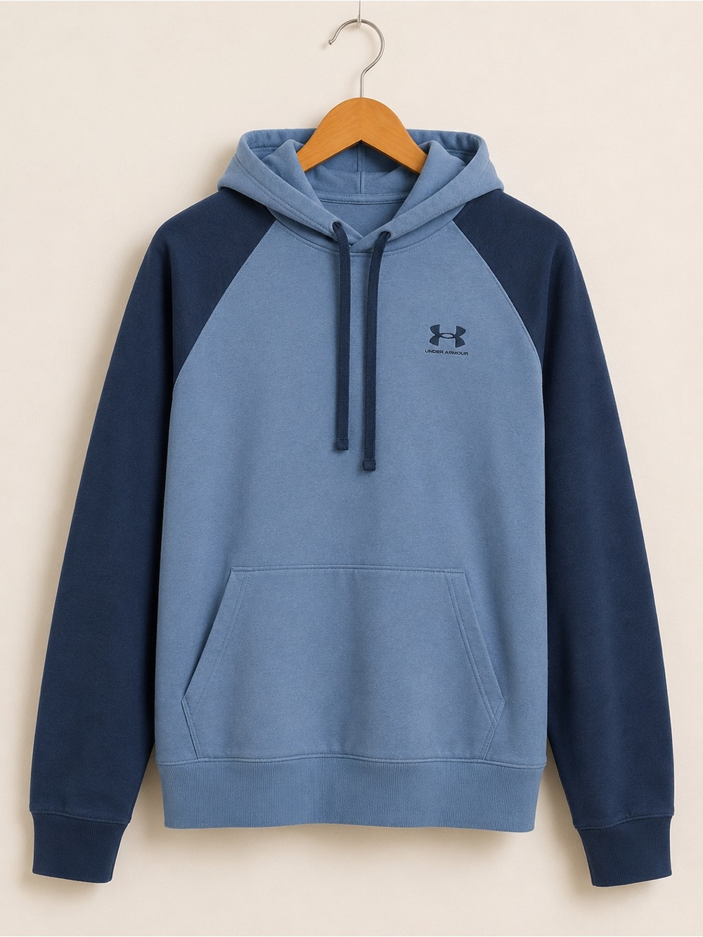 Under Armour Hoodie Men’s XXL Blue Colorblock Loose Fit Fleece Pullover